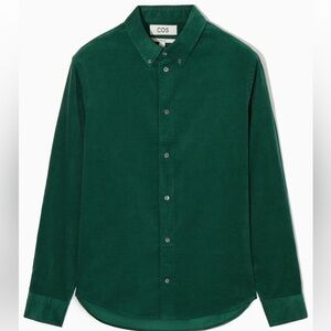 COS NWT Men’s Button Down Cotton Corduroy Long Sleeve Collared Shirt | green